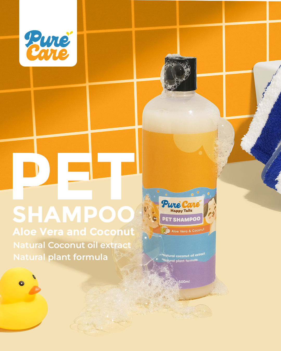 PureCare Happy Tails Pet Shampoo – Aloe Vera & Coconut